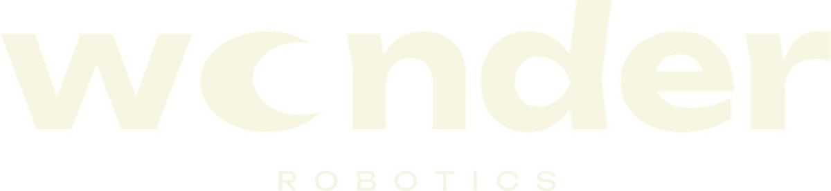 The Wonder Robotics lockup: the wordmark with the crescent and the robot face in the o