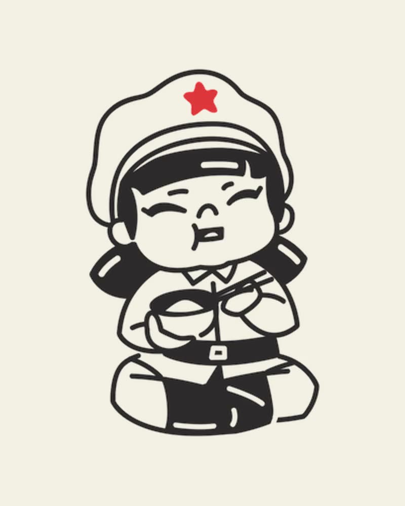 The Little Red Dumpling girl eating dumplings