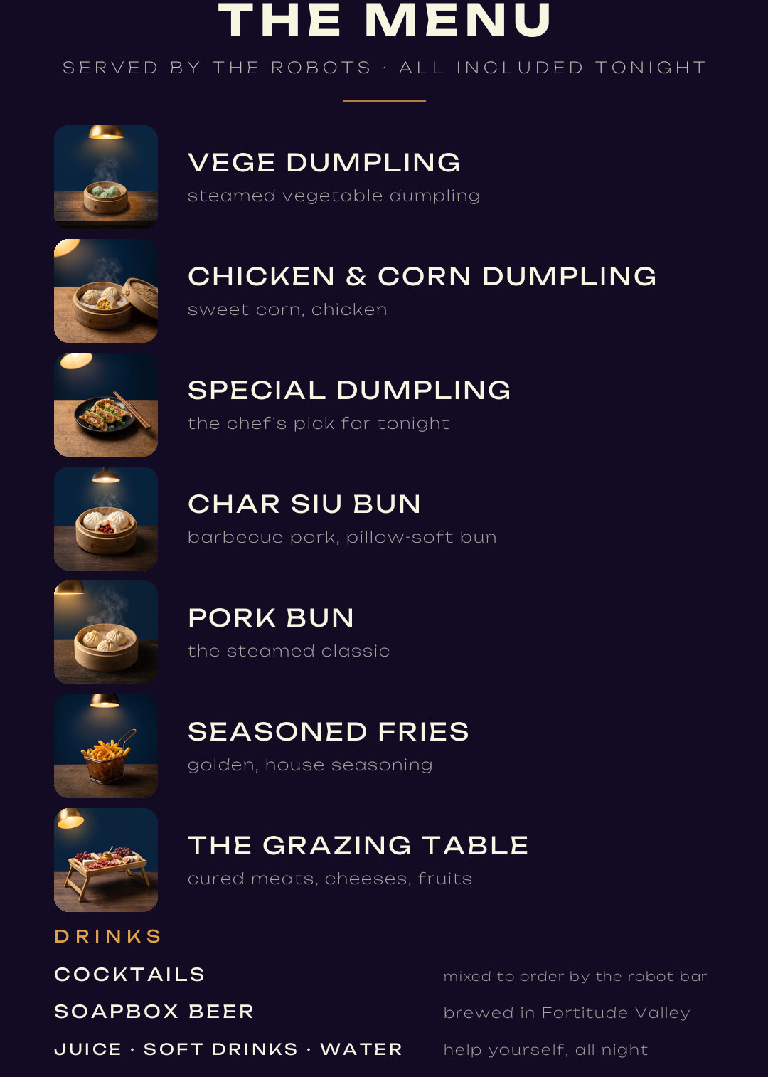 The menu board on the CadeBot screen