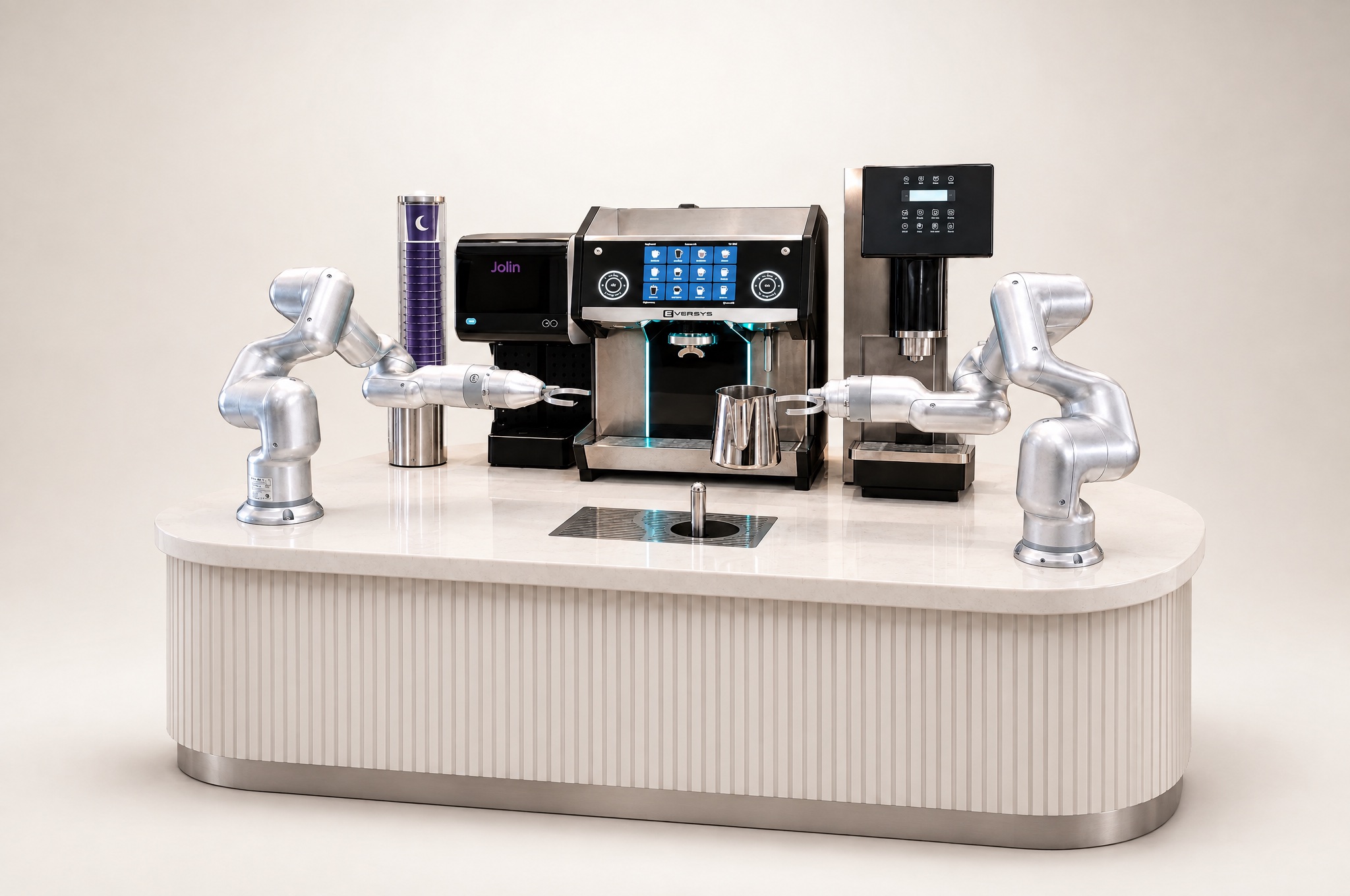 The dual-arm barista bar on a studio seamless